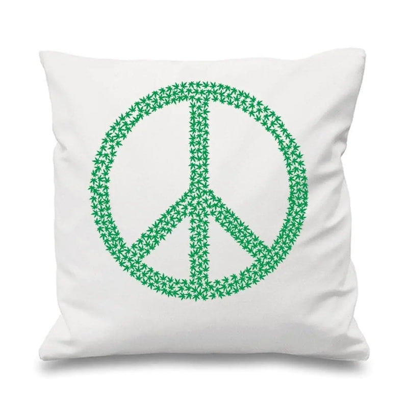 Peace Symbol Marijuana Leaf 46 x46 cm Sofa Cushion White