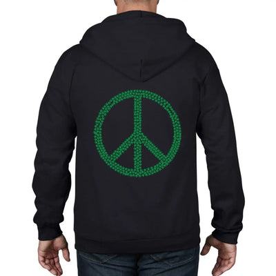 Peace Symbol Marijuana Leaf Full Zip Hoodie XL / Black