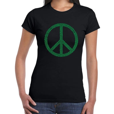 Peace Symbol Marijuana Leaf Women's T-Shirt M / Black