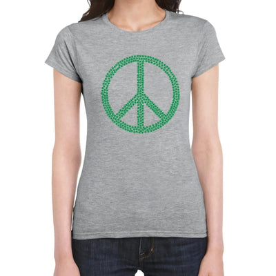 Peace Symbol Marijuana Leaf Women's T-Shirt M / Light Grey