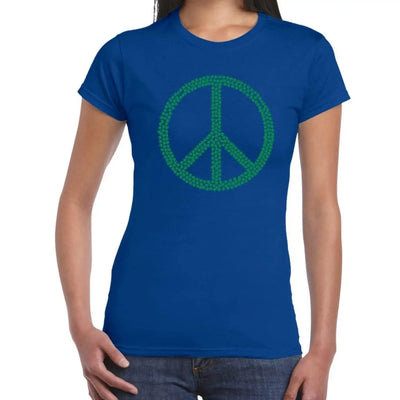 Peace Symbol Marijuana Leaf Women's T-Shirt M / Royal Blue