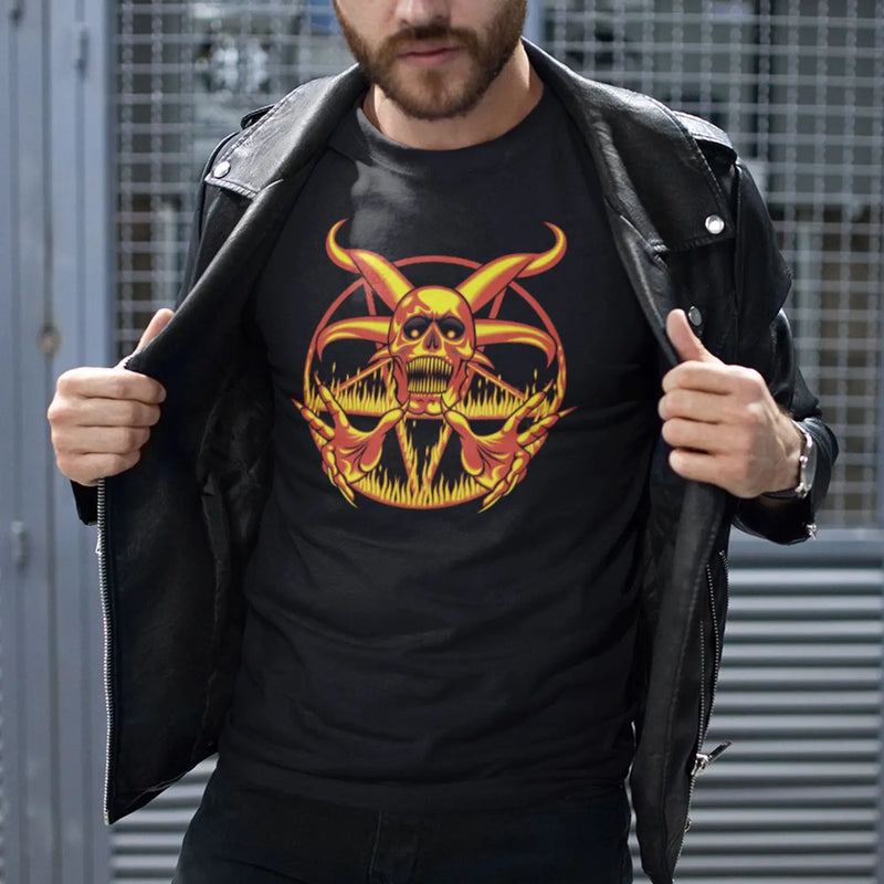 Pentagram Fire T-Shirt - Mens T-Shirt