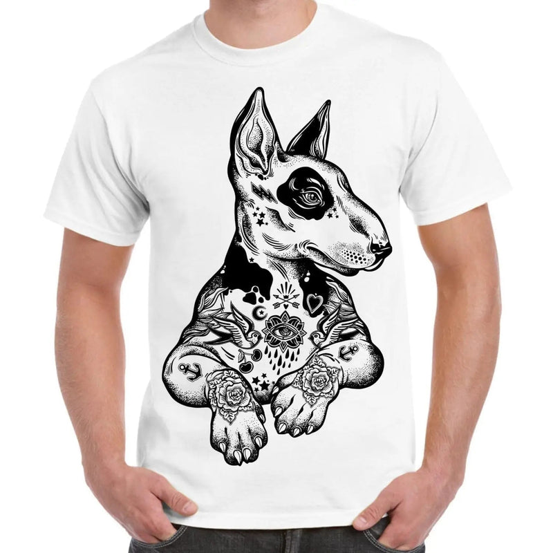 Pit Bull Terrier With Tattoos Hipster Large Print Men&