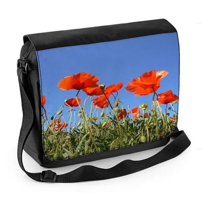 Poppy Field Blue Sky Laptop Messenger Bag