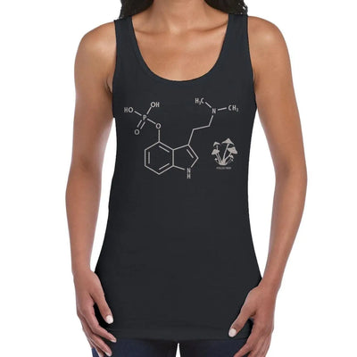 Psilocybin Chemical Formula Magic Mushrooms Women's Tank Vest Top L / Black