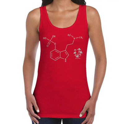 Psilocybin Chemical Formula Magic Mushrooms Women's Tank Vest Top L / Red