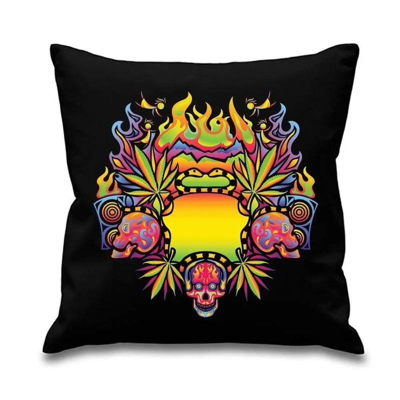 Psychedelic Cannabis Leaf Cushion