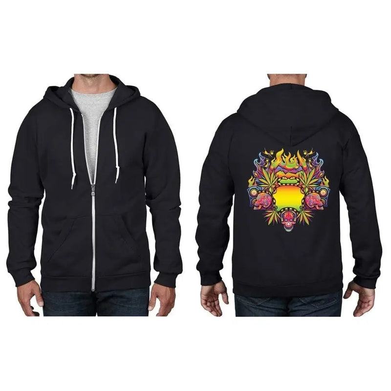 Psychedelic Cannabis Leaf Full Zip Hoodie