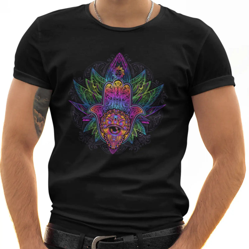 Psychedelic Hamsa Hand Mandala Men’s T - Shirt - Mens