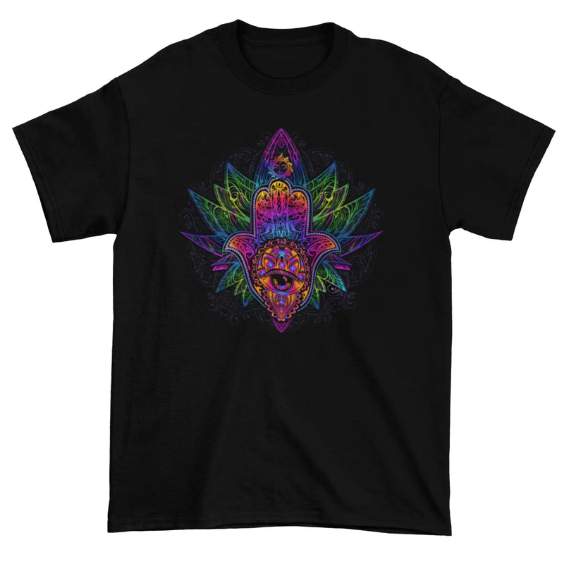 Psychedelic Hamsa Hand Mandala Men’s T - Shirt - S Mens