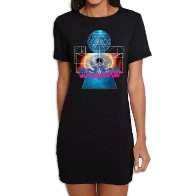 Psychedelic Magic Mushrooms Women's T-Shirt Dress M