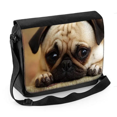 Pug Dog Face Laptop Messenger Bag