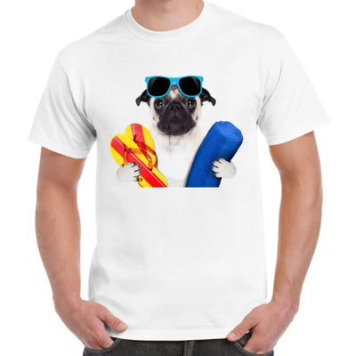 Pug Dog On Holiday Funny Men's T-Shirt L