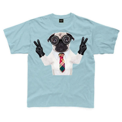 Pug Dog With Goggles Kids Childrens T-Shirt 3-4