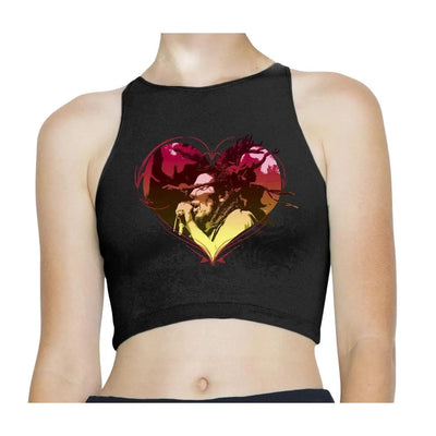 Rasta Heart Dreadlocks Sleeveless High Neck Crop Top L / Black