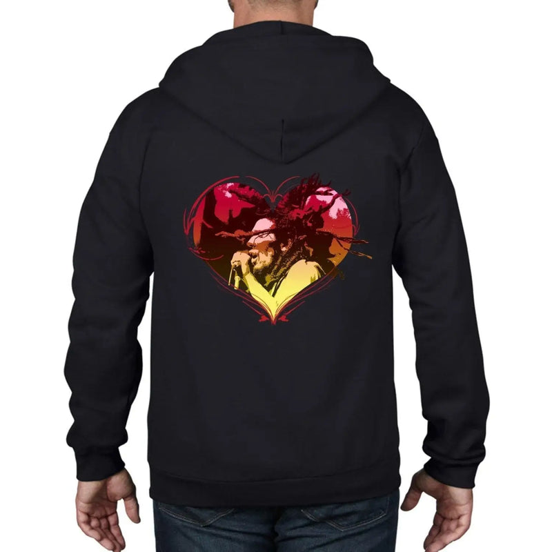 Rasta Heart Dreadlocks Full Zip Hoodie L / Black