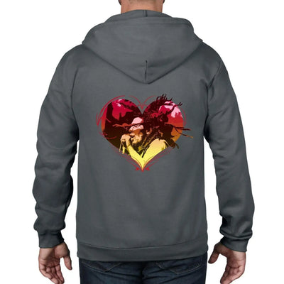 Rasta Heart Dreadlocks Full Zip Hoodie L / Charcoal