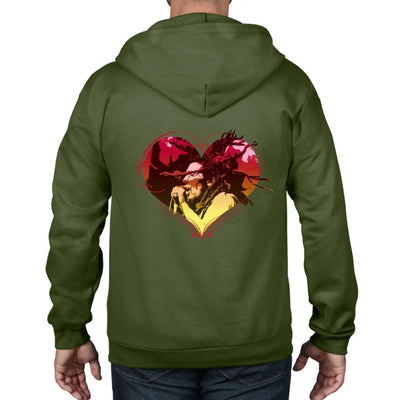 Rasta Heart Dreadlocks Full Zip Hoodie L / City Green