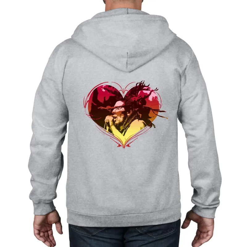 Rasta Heart Dreadlocks Full Zip Hoodie L / Heather Grey