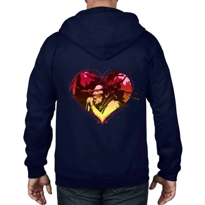 Rasta Heart Dreadlocks Full Zip Hoodie L / Navy Blue