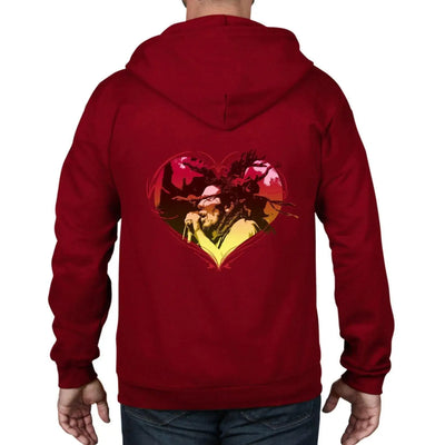 Rasta Heart Dreadlocks Full Zip Hoodie L / Red