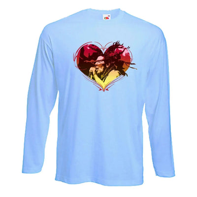 Rasta Heart Dreadlocks Long Sleeve T-Shirt XXL / Light Blue