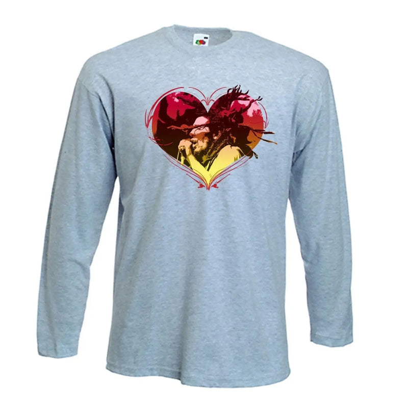 Rasta Heart Dreadlocks Long Sleeve T-Shirt XXL / Light Grey
