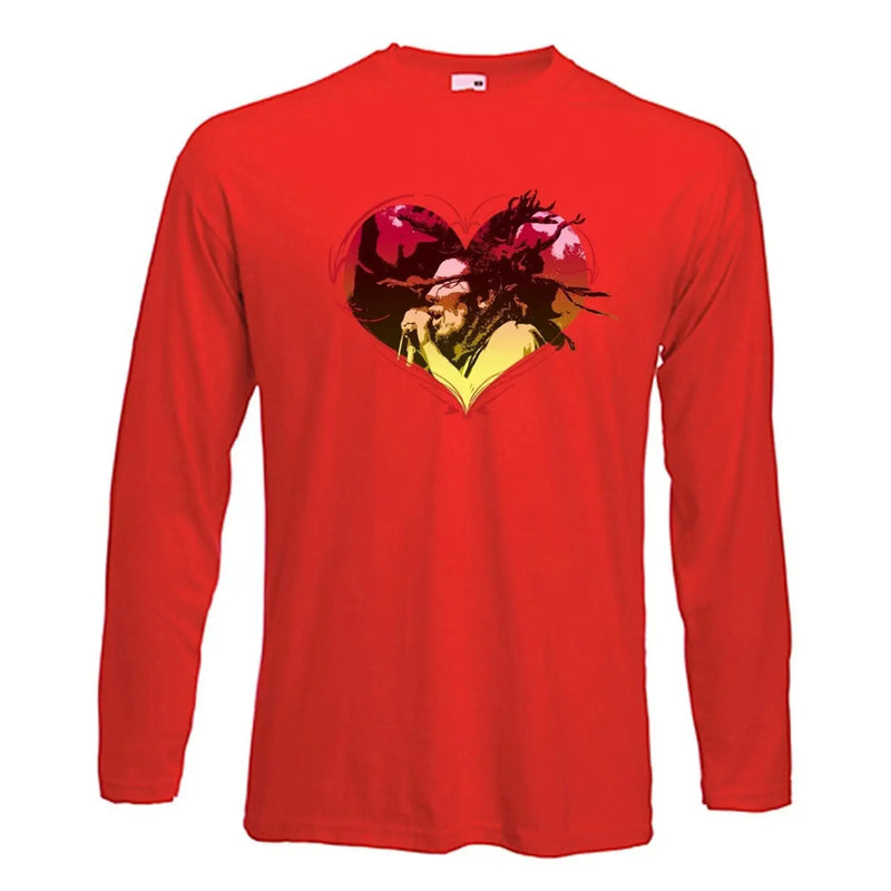 Rasta Heart Dreadlocks Long Sleeve T-Shirt XXL / Red