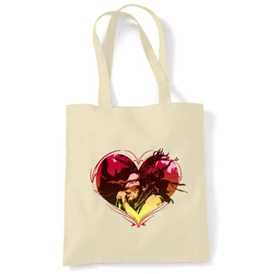 Rasta Heart Dreadlocks Tote Shoulder Shopping Bag Cream
