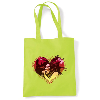 Rasta Heart Dreadlocks Tote Shoulder Shopping Bag Lime Green