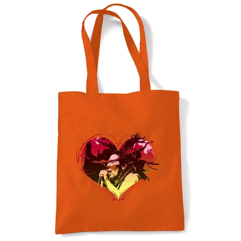 Rasta Heart Dreadlocks Tote Shoulder Shopping Bag Orange
