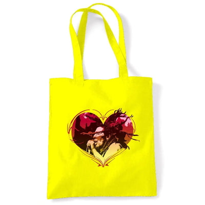 Rasta Heart Dreadlocks Tote Shoulder Shopping Bag Yellow