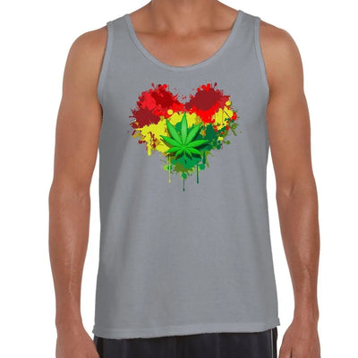 Rasta Heart Reggae Men's Tank Vest Top XL / Light Grey