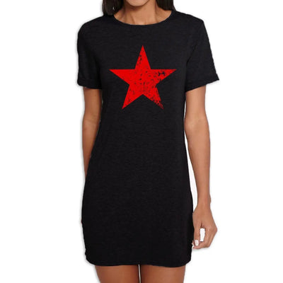 Red Communist Star Cuba Women's T-Shirt Dress M