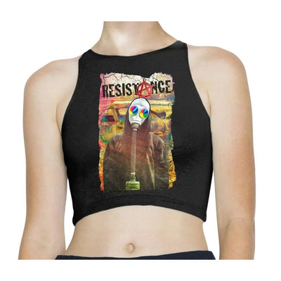 Resistence Anarchy Symbol Sleeveless High Neck Crop Top L / Black