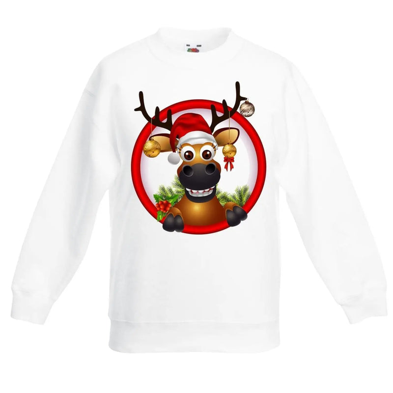 Rudolph Reindeer With Baubles Christmas Kids Jumper \ Sweater 12-13