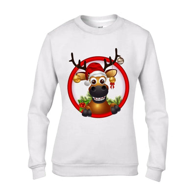 Rudolph Reindeer With Baubles Christmas Women's Jumper \ Sweater XL