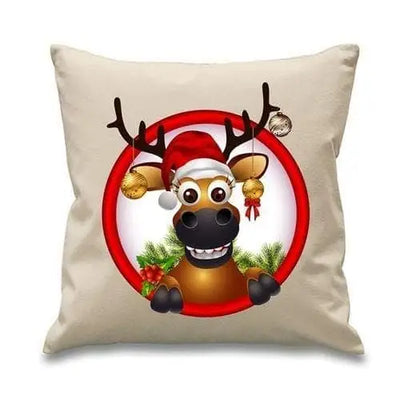 Rudolph The Red Nosed Reindeer and Baubles Cushion Cream