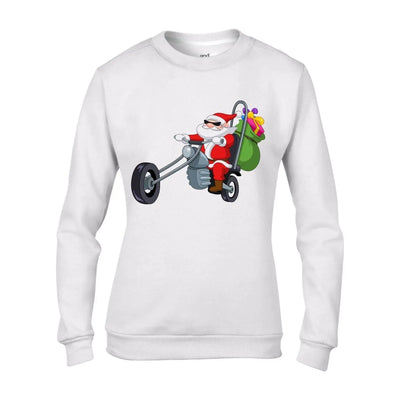 Santa Claus Biker Funny Christmas Women's Jumper \ Sweater S