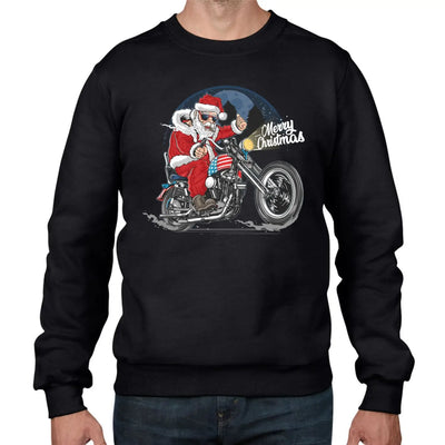 Santa Claus Biker Merry Christmas Mens Sweatshirt Jumper