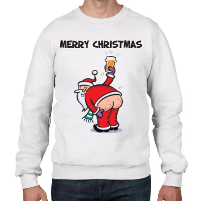 Santa Claus Bottoms Up Funny Christmas Men's Jumper \ Sweater XXL