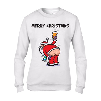 Santa Claus Bottoms Up Funny Christmas Women's Jumper \ Sweater XL