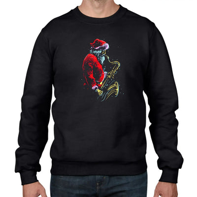 Santa Claus Christmas Saxophone Cool Jazz Mens Sweatshirt