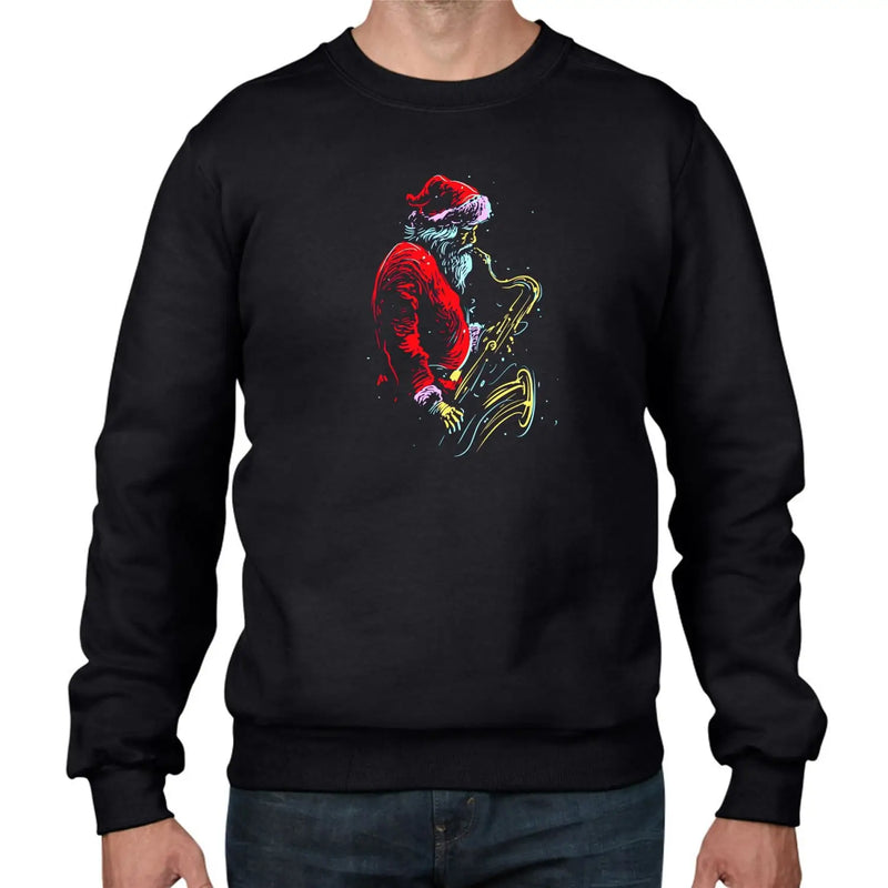 Santa Claus Christmas Saxophone Cool Jazz Mens Sweatshirt