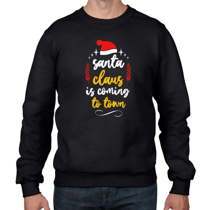 Santa Claus is Coming to Town Christmas Hat Mens Sweatshirt