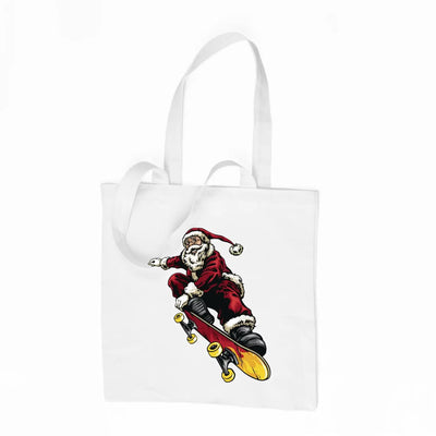 Santa Claus Skateboarder Christmas Shoulder Shopping Tote