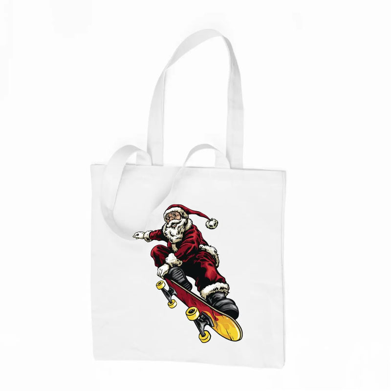 Santa Claus Skateboarder Christmas Shoulder Shopping Tote