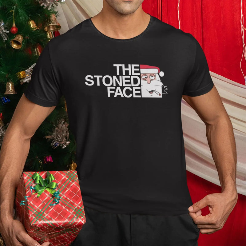 Santa Claus Stoned Face Funny Men’s Christmas T-Shirt