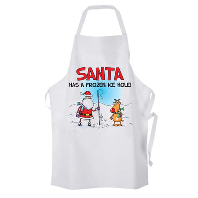 Santa Has A Frozen Ice Hole Funny Christmas Chef's Kitchen Apron