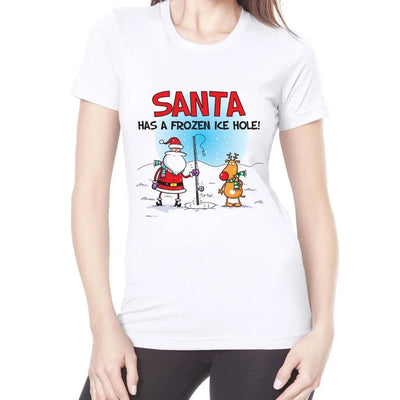 Santa Has A Frozen Ice Hole Funny Christmas Women's T-Shirt M